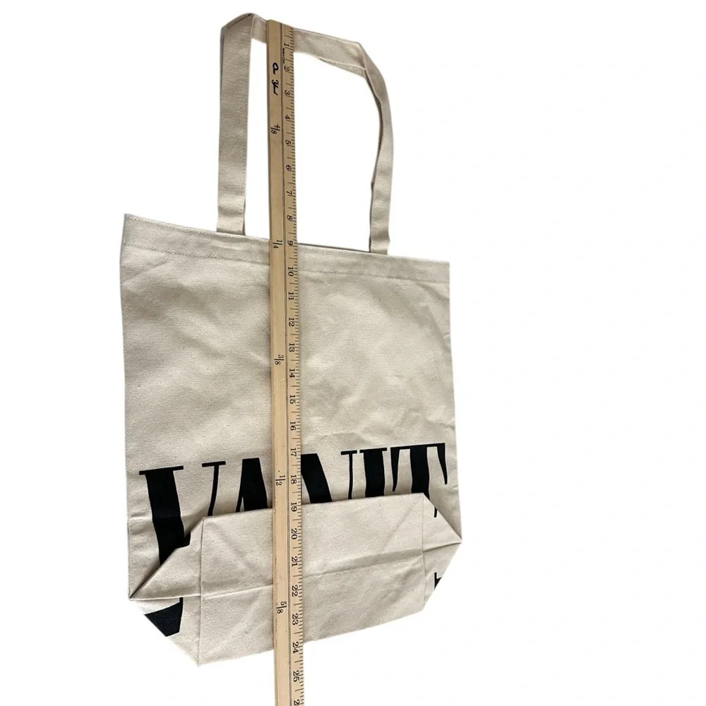VANITY FAIR Tote Book Bag Natural Canvas Double Handle